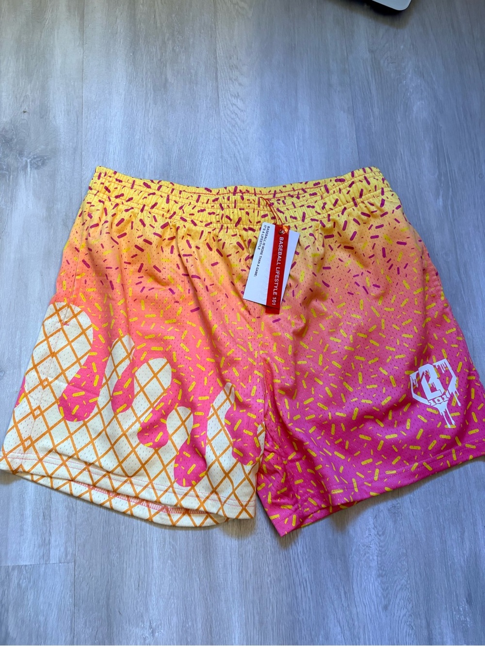 Ice Cream Sprinkles Swim Shorts in Pink & Yellow